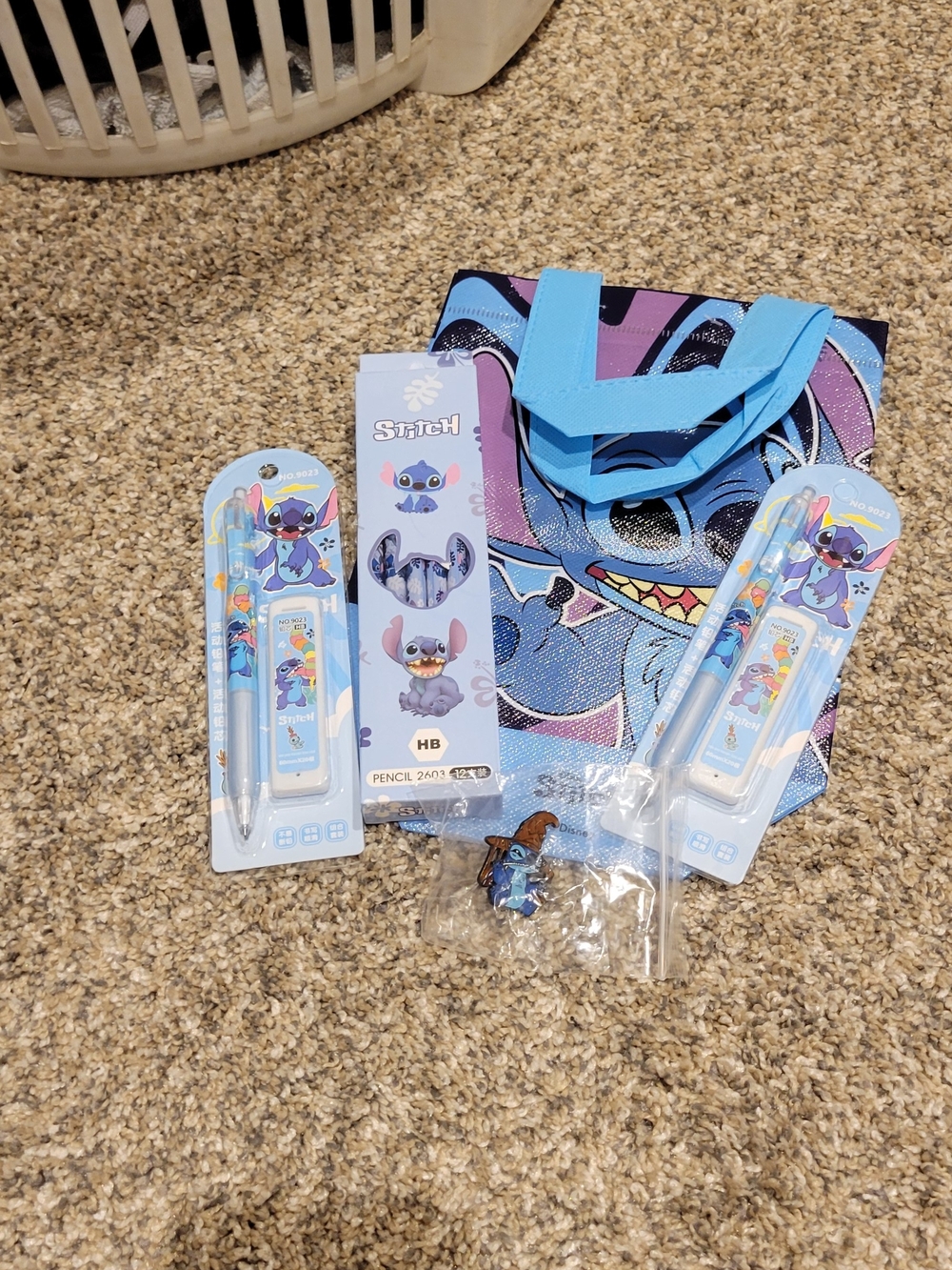 Disney Stitch Light Blue Kids Pin Stationery & Tote Set
